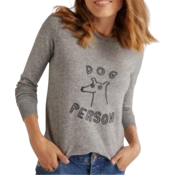 Boden Sweaters - Boden Gray Estella Dog Person Graphic Wool Cashmere Blend Sweater Women’s XS